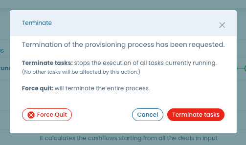 Deployment terminate modal